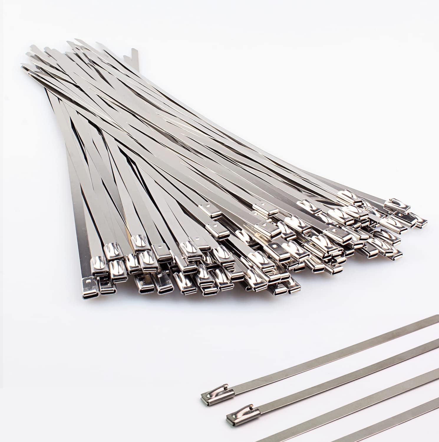 LUBAN Stainless Steel Cable Ties, Pack of 100, 4.6 x 250 mm, Stainless Steel Metal Cable Ties with Locking Function, Multi-Purpose Steel Band
