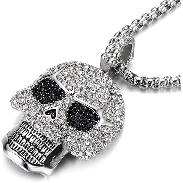 Mens Skull Jewelry YAMI Skull Necklace For Women/Men, Stainless