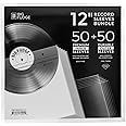 BIG FUDGE Inner & Outer Vinyl Record Sleeves Bundle 100pcs - 12 inch x 50pcs Anti Static & Acid Free Archival Rice Paper Inner Sleeves - 12" x50pcs High-Density Polypropylene Album Covers