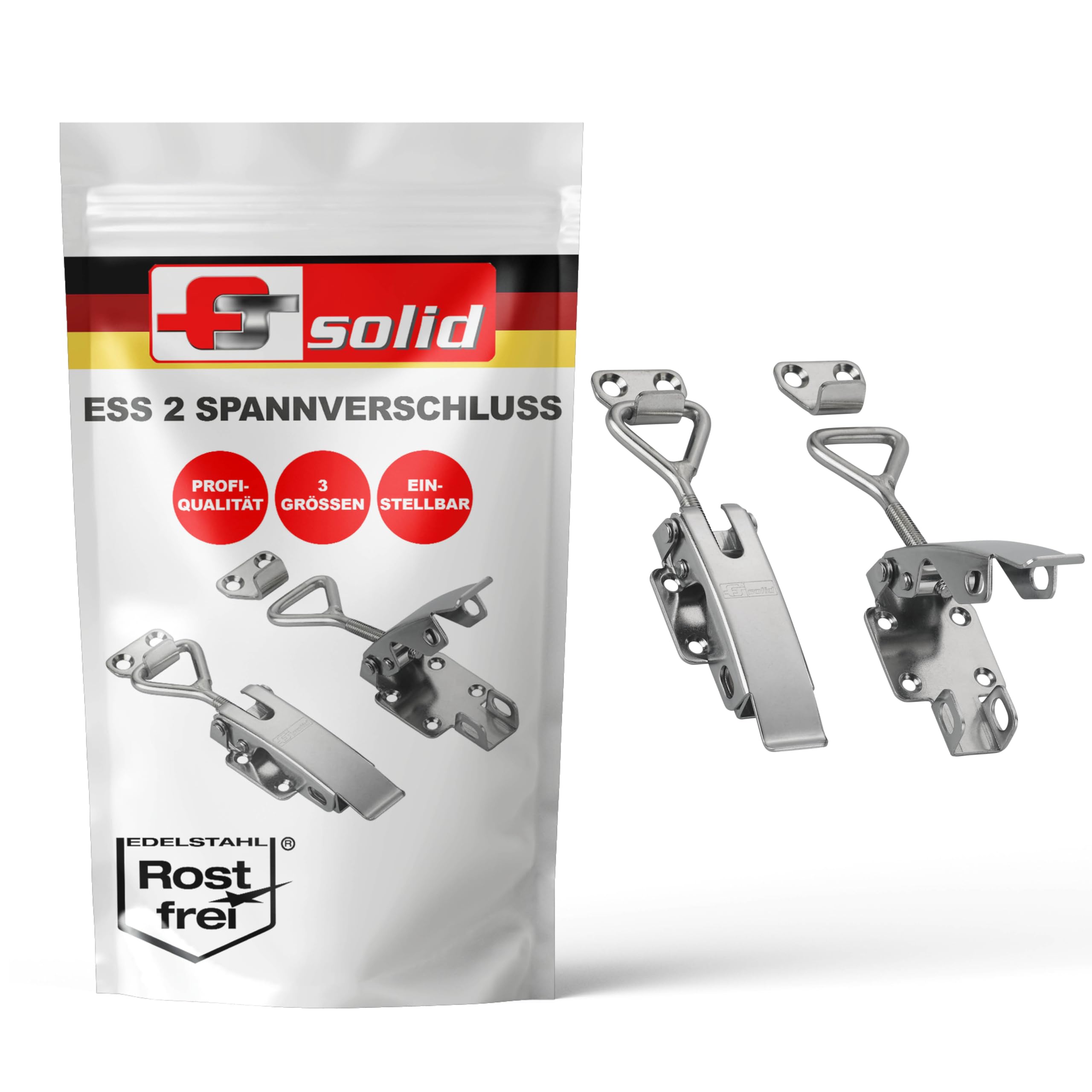 FTsolid Adjustable Tension Lock Stainless Steel ESS2 [Set of 2] Box Lock Lever Lock Safety Lock Toggle Latch Fastener Rust Free