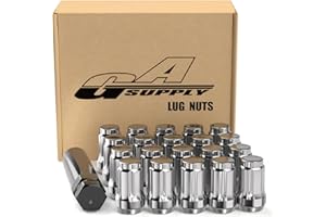 GAsupply 12x1.5 Lug Nuts Spline, Closed End Chrome Acorn Tuner Lug Nuts 1.38" Tall 3/4" Hex Conical Seat 60 Degree for Aftermarket Wheels, Pack of 20+1 Spline Tuner Socket Key