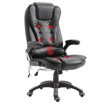 LZQ Massagesessel Massage Stuhl Ergonomischer Bürostuhl mit Massagefunktion Drehstuhl Höhenverstellbarer Chefsessel Schreibti