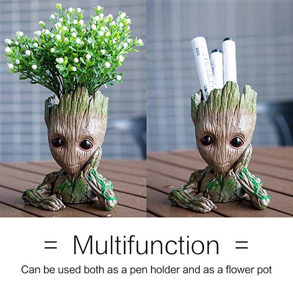 Groot Pot De Fleurs Dessin Anime Bebe Figurines Guardians Of The Galaxy Vert Plantes Pot De Fleurs Avec Trou Pour Stylos Meilleur Cadeau Pour Enfants Excited 1 Tetes Sculptees Cuisine Maison