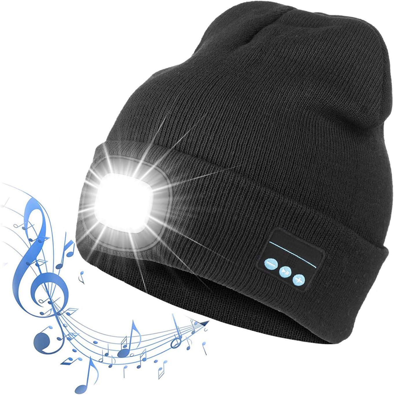 LED Light Beanie Hat, Musical Knitted Cap With Builtin detachable