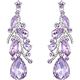 BriLove Women's Bohemian Boho Crystal Multi Teardrop Filigree Cluster Chandelier Dangle Earrings