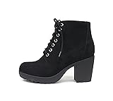 Soda Second Lug Sole Chunky Heel Combat Ankle Boot