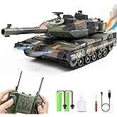 Hitish RC Tank Car That Shoots for Kids Adults, 2.4G Remote Control Army Tank Toys with Auto Demo Sound Light Smoke, 13 Chann