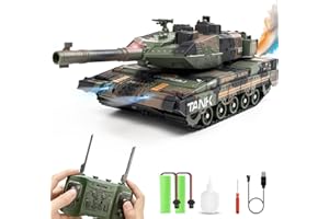 HITISH RC Tank That Shoots for Kids - 2.4Ghz Remote Control Army Tank Toys with Auto Demo Sound Light Smoke - 13 Channel Military Vehicles Model Gift for Adults Boys Age 6-8 9-12, Army Beige, Army Green