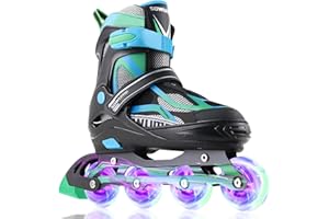 Sowume Adjustable Inline Skates for Girls and Boys, Roller skates with All Light Up Wheels, Patines para mujer for Kids and Adults, Men, Women