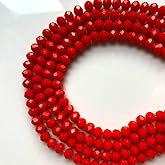 CrzBeadss 350Pcs Briolette Glass Beads for Jewelry Making, 6mm Faceted Glass Red Crystal Beads for Bracelets Making, Rondelle Beads Bulk for Crafts Wine Charms Wind Chimes Suncatchers