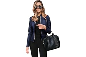 GORIFE Womens Faux Fur Leather Jackets Zip Up Trendy Short Outwear Lightweight Leather Cropped Coats