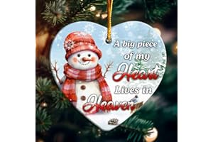 LIXCANVAS A Big Piece of My Heart Lives in Heaven Ceramic Ornament, Keepsake Gift Snowman Ornament, Christmas from Heaven - NTL- TXH