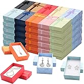 TANEMUDO 200 Pcs Jewelry Gift Boxes Set with Ribbon Bowknot 10 Colors Empty Small Gift Cardboard Boxes for Anniversaries, Weddings, Birthdays