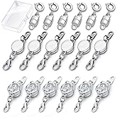 18 Pcs 3 Styles Magnetic Necklace Clasps and Closures, Rose Round Cylindrical Jewelry Magnetic Clasp Connector Locking Magnetic Clasp Bracelet Extender for Jewelry Making (Silver)
