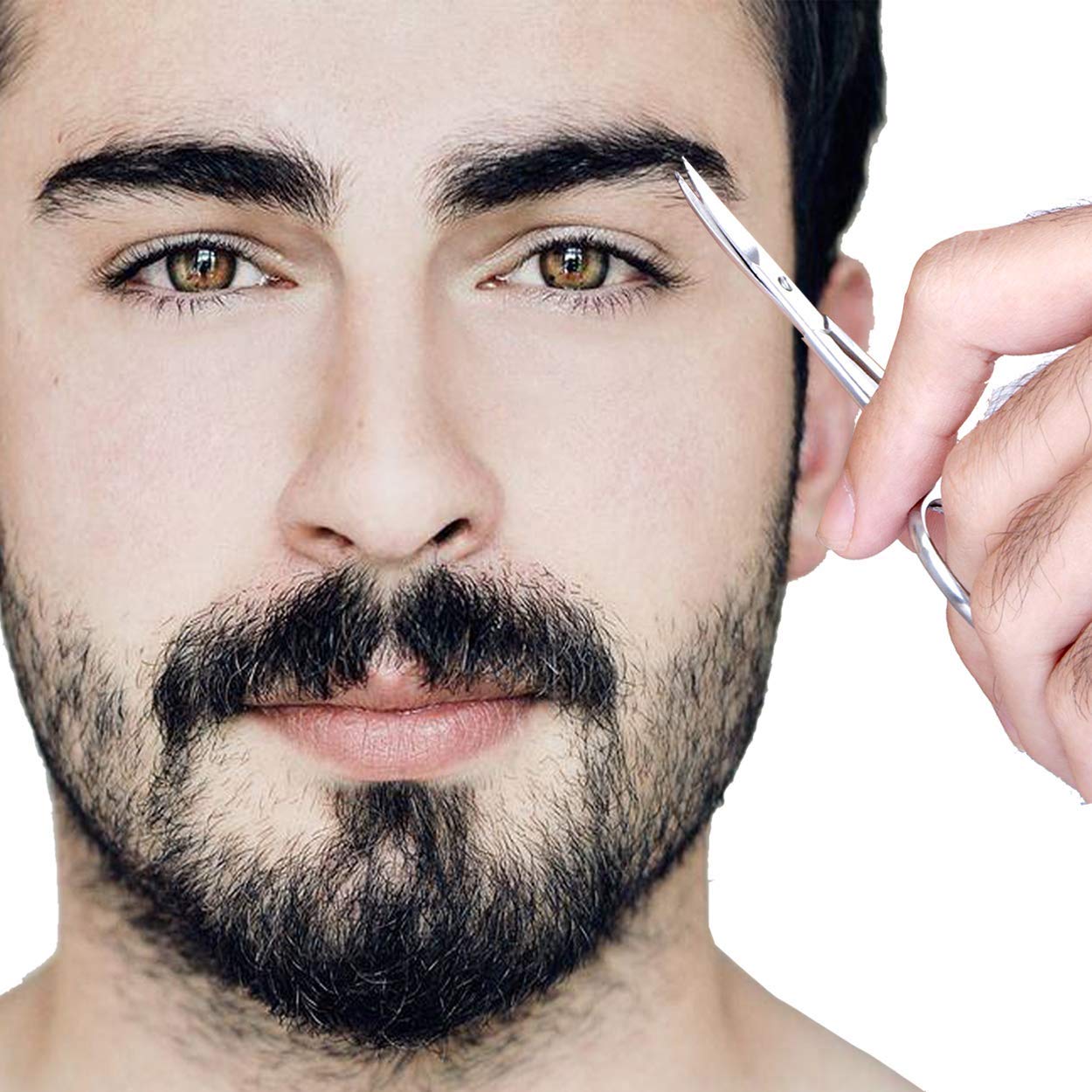 Eafing Nose hair Scissors & Mustache Trimmers, Beard, Eyebrows & Eyelashes Trimming Scissors with Larger Finger Rings, Comb: Beauty