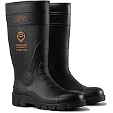 SUREWAY Steel Toe Rain Boots for Men, Knee High Waterproof Work Boots with Slip & Oil Resistant Outsole for Industrial, Construction, Agriculture