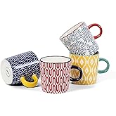 Selamica Ceramic 3.5 Oz Espresso Cups, Espresso Mugs 2.5 Inch Demitasse Cups, Mini Coffee Cups for Latte Mocha Lungo Tea, Set of 4, Assorted Colors