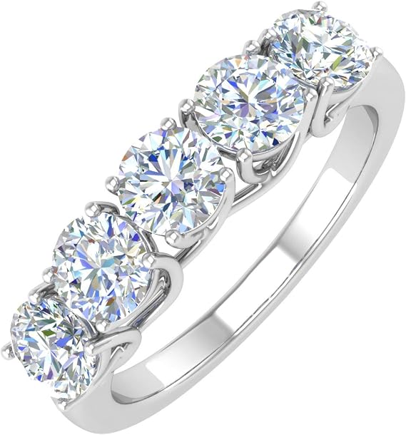 Amazon 1 1 2カラット 5ストーン ダイヤモンド 結婚指輪 14kゴールド リング 通販
