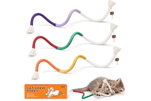 Potaroma Cat Toys Chew Ropes 3Pcs with Refillable Natural Catnip, Safe Teeth Cleaning Toy for Indoor Kittens, Interactive Cat Nip Kitty Toys for All Breeds 19.5 Inches