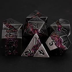 Metal DND Polyhedral Dice,Large Stripe Glitter