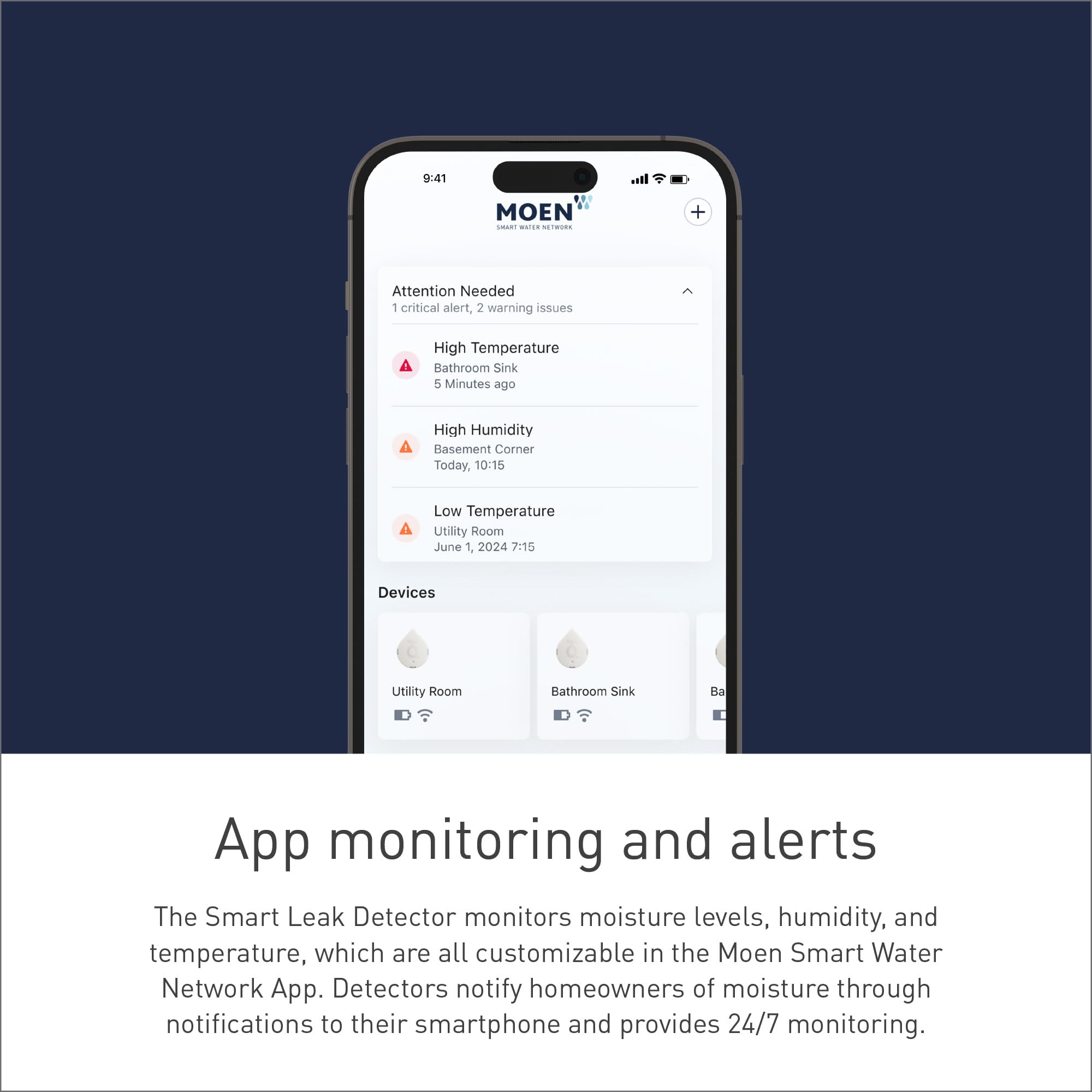 Moen White Flo Smart Water Leak Detector, Water Sensor Alarm for Home, 3-Pack, 920-005 - View 5