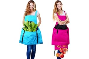 ASANY 2 Pack Gardening Apron with Pockets Oxford Unisex Garden Apron for Harvesting Pouch Large Capacity Waterproof Garden Apron for Women Men Multicolor
