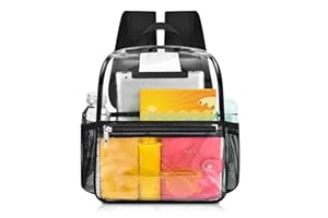 Mildbeer Small Clear Backpack - Stadium Approved 12x12x6 Clear Backpack for Women with 2 Bottle Holders for Festival Concert Travel Sport Games Venues