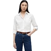 Tommy Hilfiger Women's Cotton Poplin Long Sleeve Button Down Shirt in Regular Fit with Roll Up Sleeve