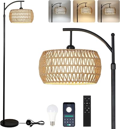 Rayofly Arc Floor Lamp with Dimmable LED 3 Color Temps, Remote