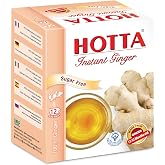 HOTTA Instant 100% Ginger Drink Powder, No Sugar, Bold &amp; Spicy, Caffeine-Free Herbal Tea, Easy to Brew, Enjoy Hot or Cold, Real Thai Ginger, 12 Sachets
