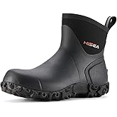 HISEA Men's Rubber Boots Ankle Rain Boots Waterproof Outdoor Mud Bootie for Lawn and Garden