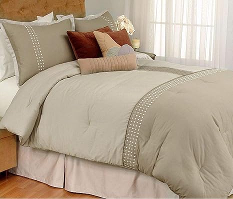 Amazon Com Home Trends Full Bed Comforter Set Embroidered Beige