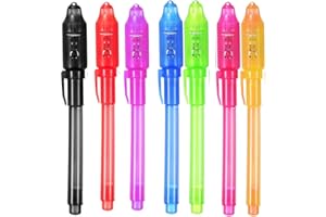 iPang UV Light Pen Set of 7, Invisible Ink Pen Maker, Kids Spy Message Pen with Built-in UV Light for Kids Party Favors Ideas