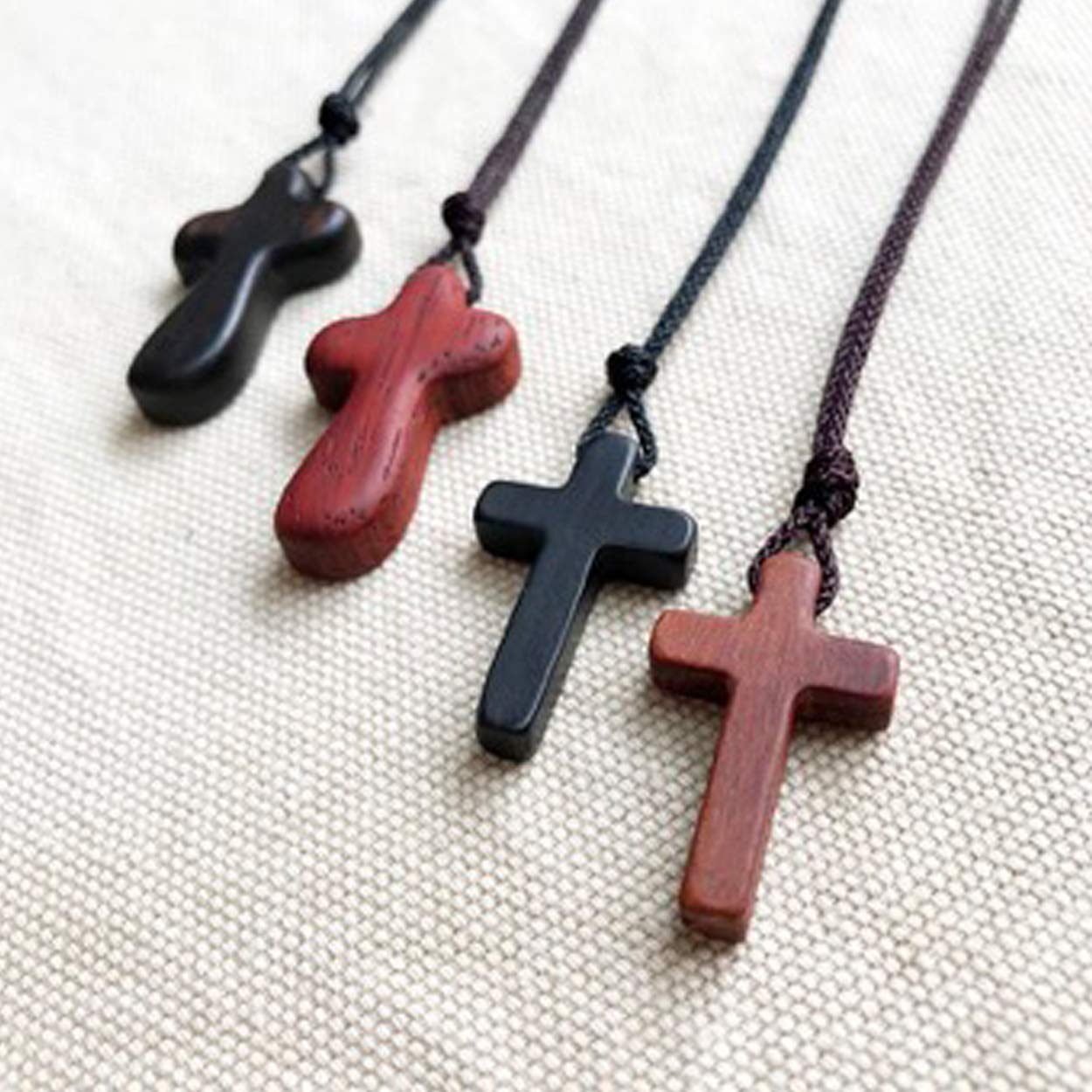 Men Natural Sandalwood Cross Pendant Necklace For Men Women Boy Girl Gift Wooden Wood Casual Sweater Chain Car Rearview Mirror Pendant Black Wooden Cross Necklace