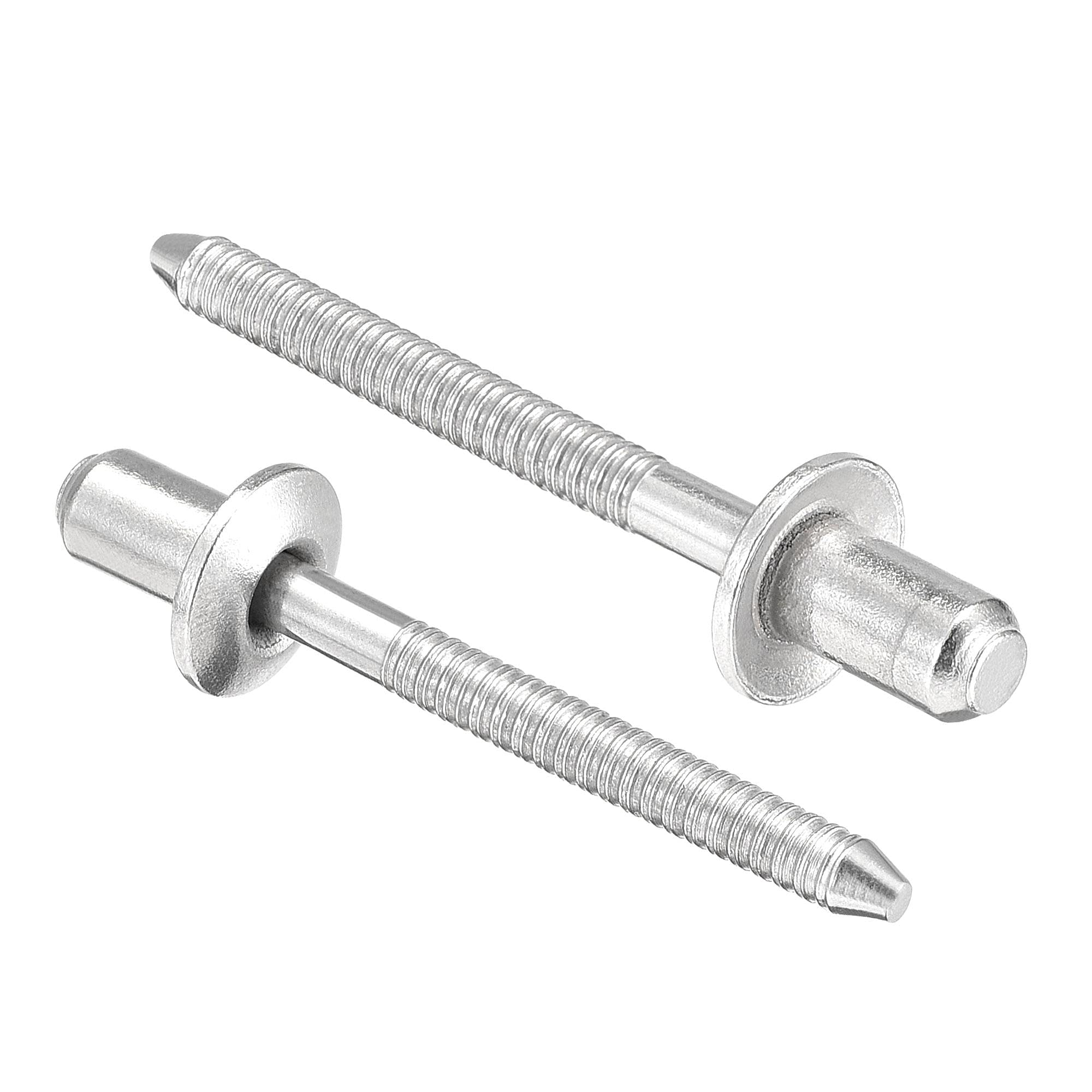 sourcing map Blind Rivets, 304 Stainless Steel Pull Rivets Core Decoration Rivets 4.8mm Diameter 8mm Grip Length Close End Silver Tone, 25pcs