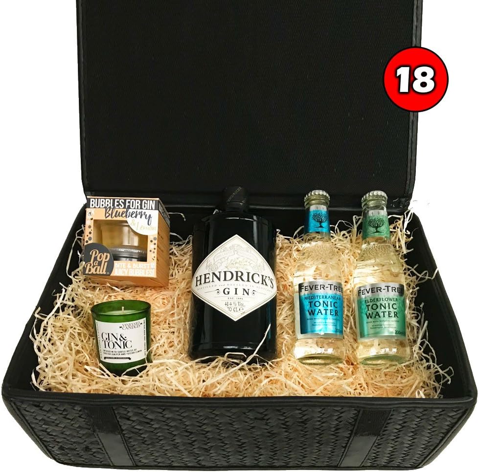 Luxury Gin Gift Hamper Hendricks Gin in beautiful Black Seagrass