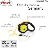 Flexi New Neon Leaves Retractable Dog Leash ExSmall 5m Black Neon view 2