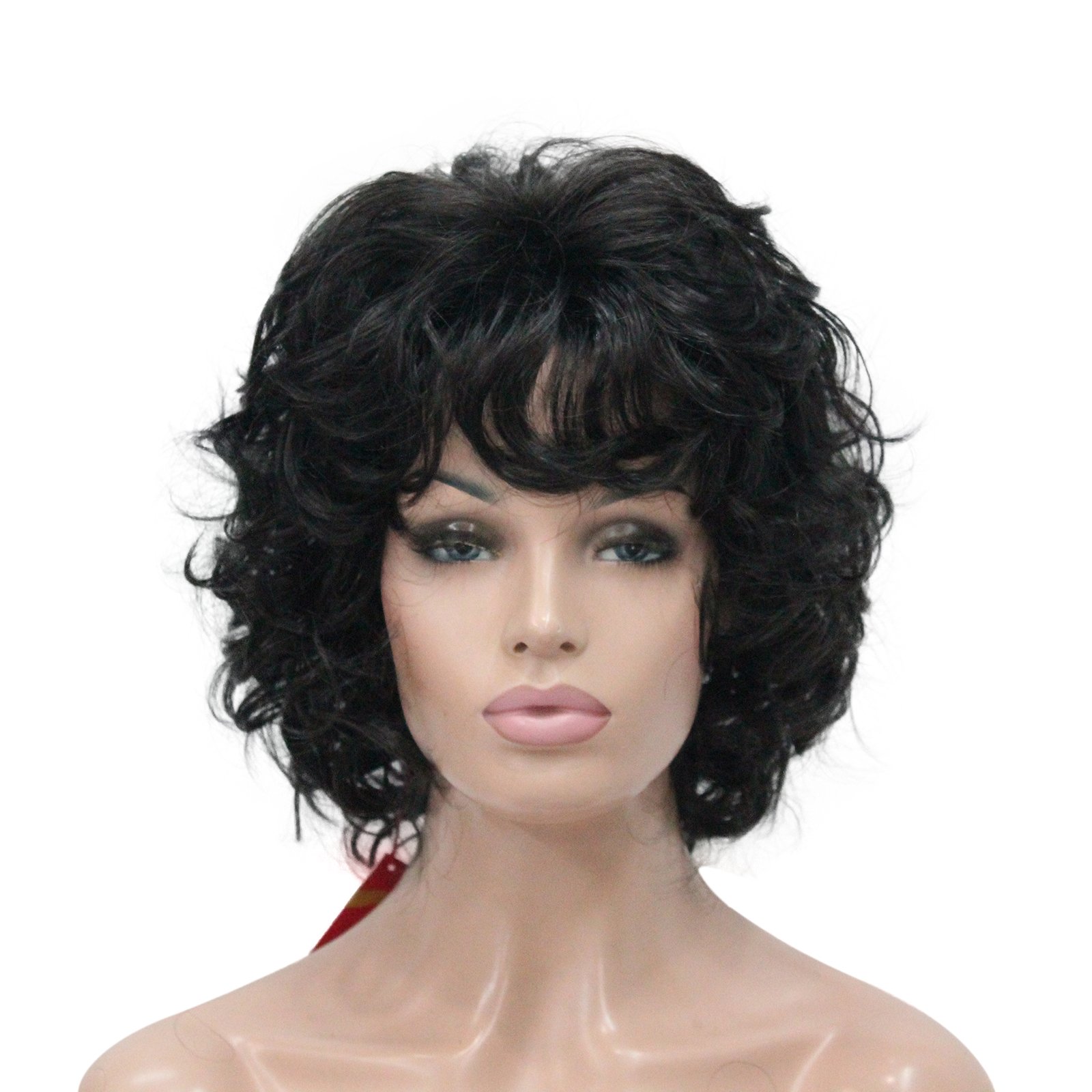 Lydell Women's Short Soft Super Curly Wig Layered Natural Movement Synthetic Wigs Darkest Brown — image 1