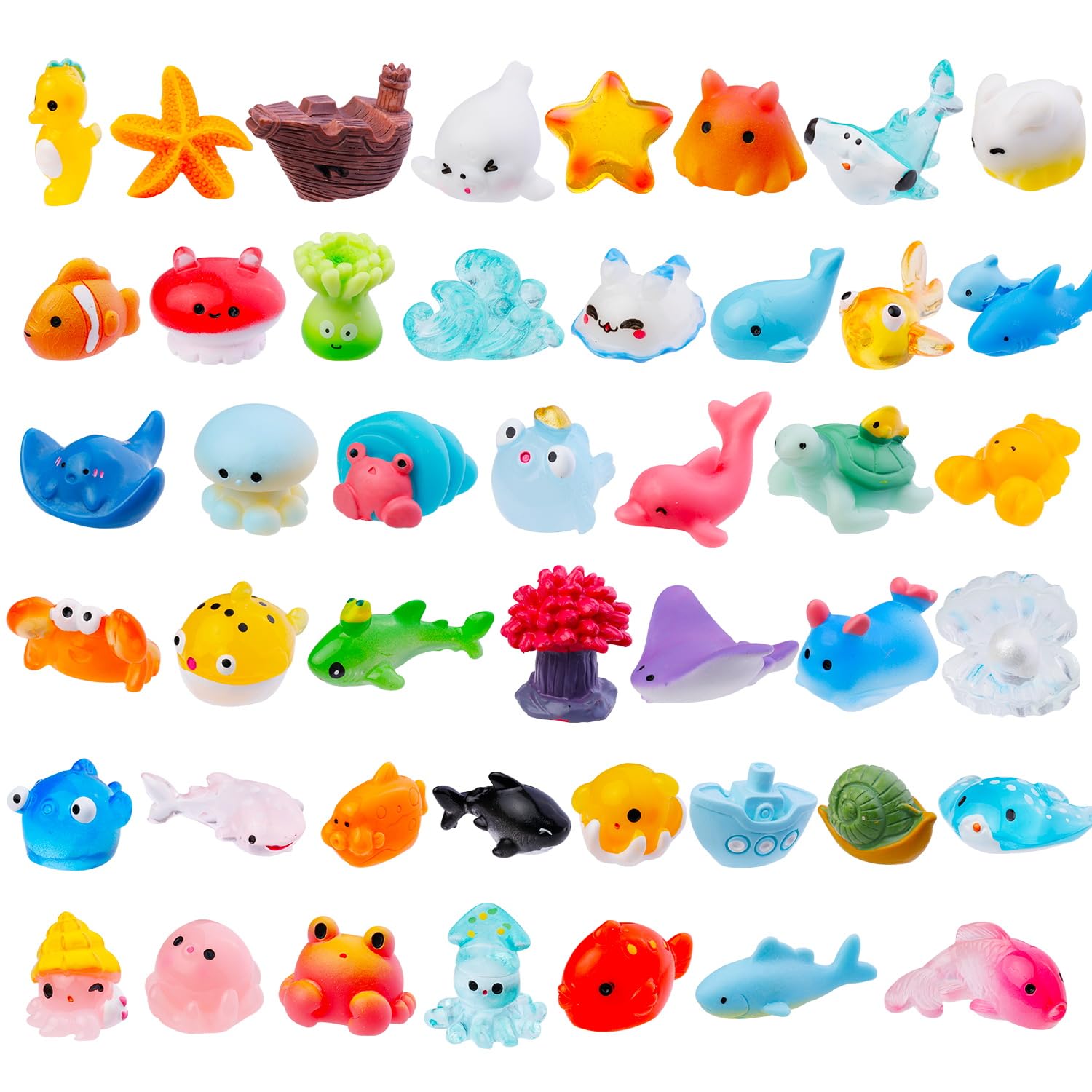 gyoyede 45pcs Mini Ocean Resin Animals,45 Styles Tiny Sea Animals Miniature Little Small Resin Animal Figures Bulk for Fairy Garden Micro Landscape Aquarium Dollhouse Decor