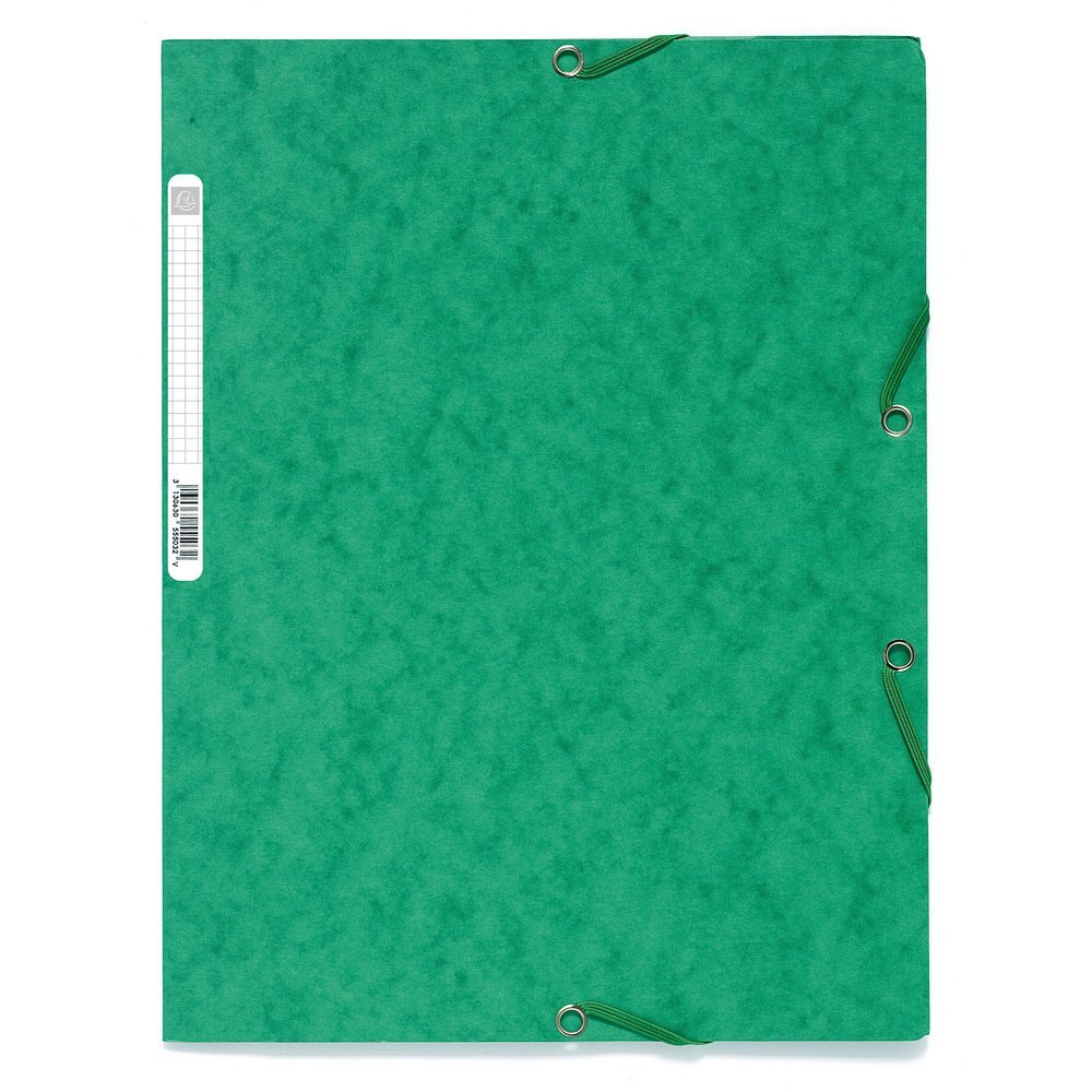 Exacompta - Ref 55503SE - Elasticated 3-Flap Folders - Suitable for Holding A4 Documents, 400gsm Glossy Card, Spine Label for Identification - Green (Single)
