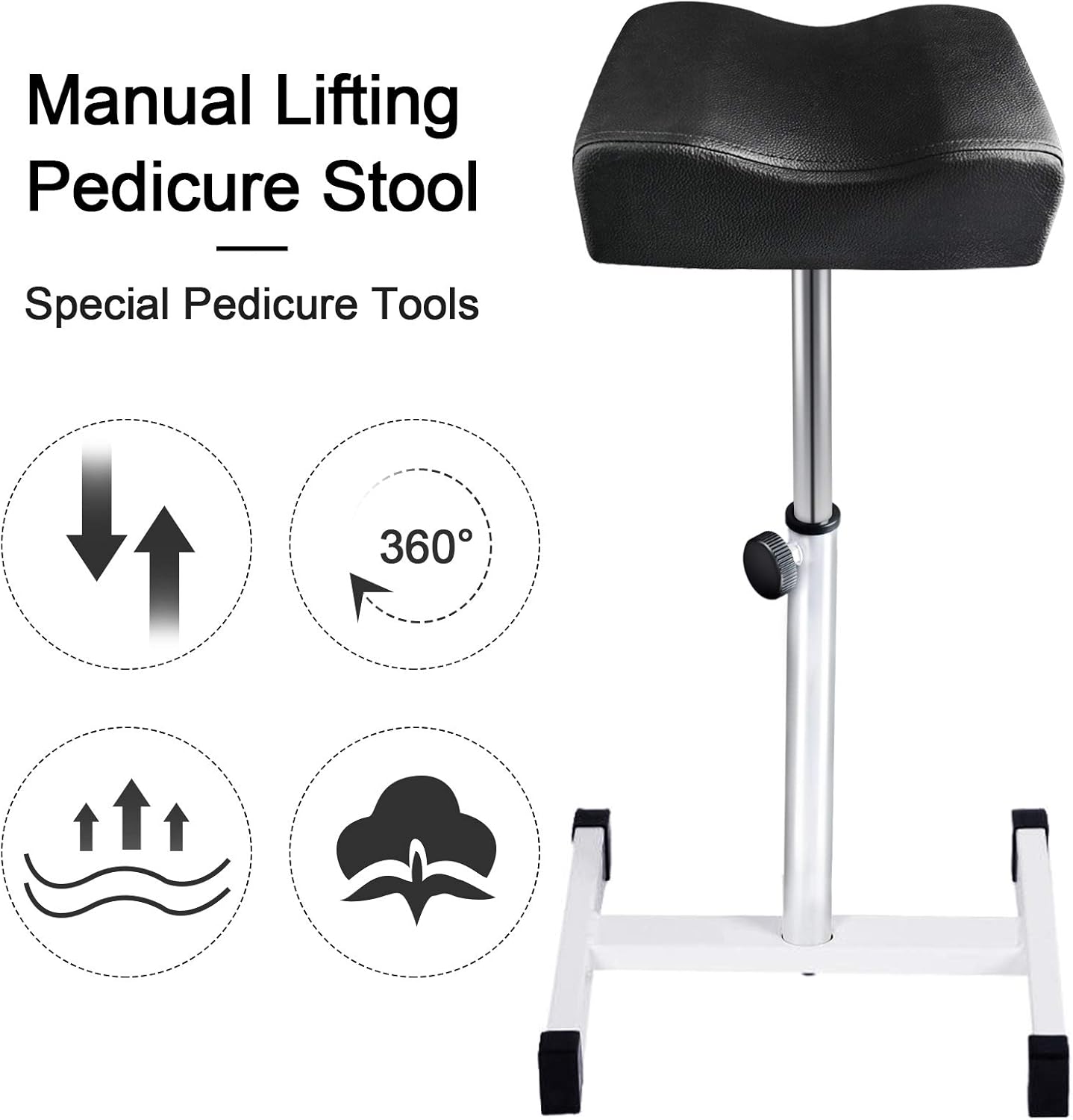 Kalolary Pedicure Manicure Footrest Adjustable Seat Height Technician Nail Equipment Salon Spa (Black): Kitchen & Dining