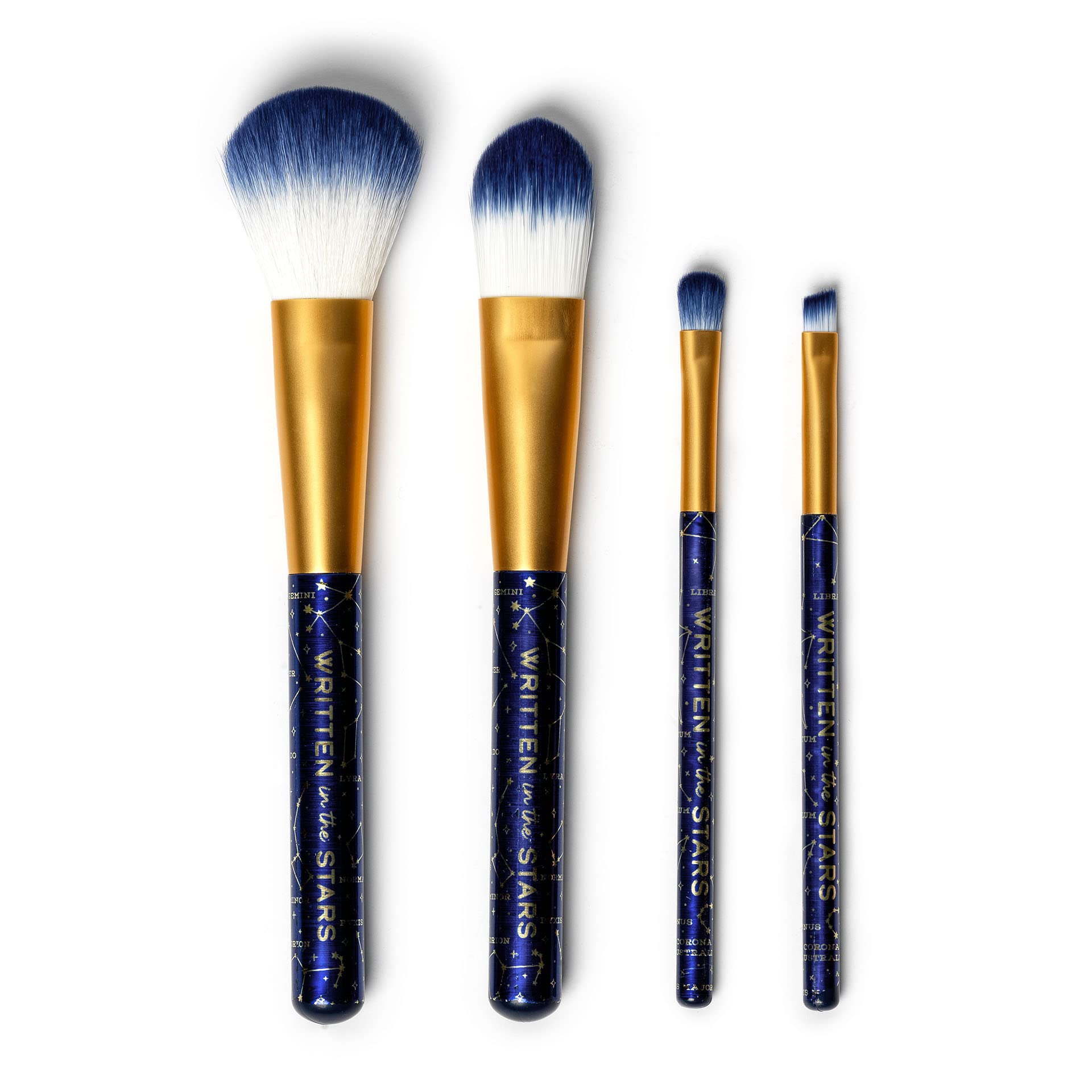 Legami - Set of 4 Makeup Brushes Oh My Glow! Stars Theme Includes Powder, Foundation, Eyeshadow, Eyeliner Brush, 100% Vegan, Travel Size