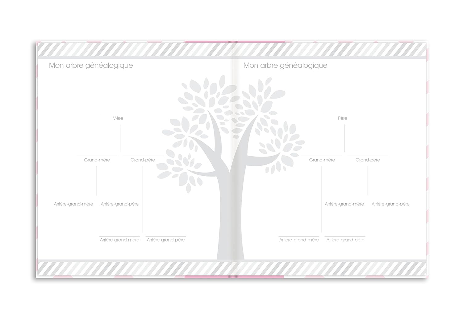 Baby Pink Pearhead Chevron Baby Memory Book with Clean Touch Ink Pad to Create Handprint or