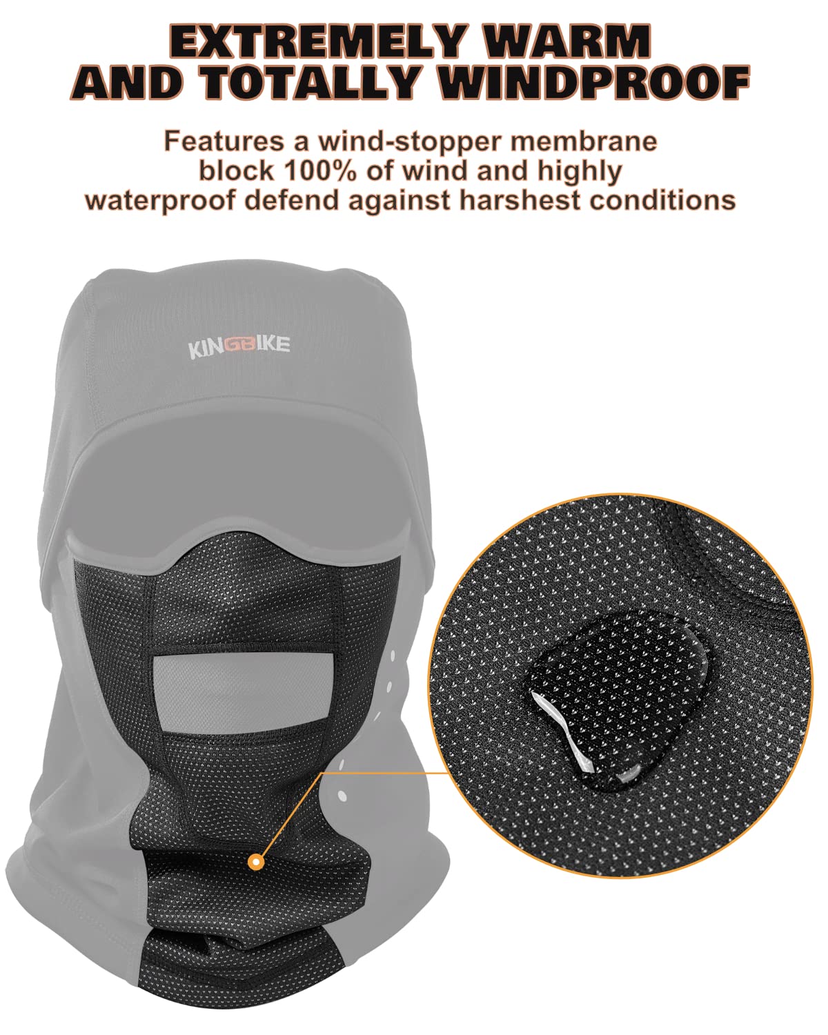 KINGBIKE Sturmhaube Sturmmaske Balaclava Skimaske Warme Gesichtsmaske für Kaltes Wetter Winter Skifahren Snowboarden Motorradfahren Eisfischen Herren Damen Schwarz(Winddicht) 4