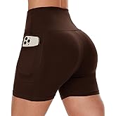 CAMPSNAIL Biker Shorts Women with Pockets - 3"/5"/8" High Waisted Workout Spandex Tummy Control Gym Running Yoga Shorts