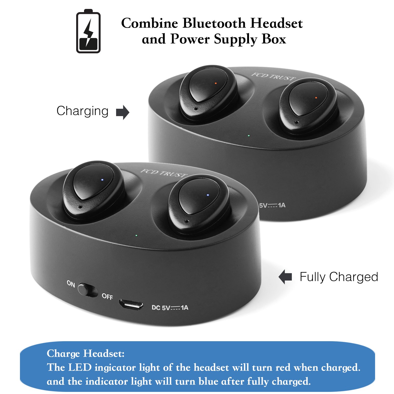 Bluetooth Earbuds, Dual Wireless Headphones Handsfree Bluetooth Headset