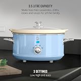 Swan Retro Slow Cooker 3.5L with 3 Temperature Settings Blue view 3