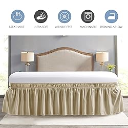 FreshCulture Twin Bed Skirt, Elastic Wrap Around