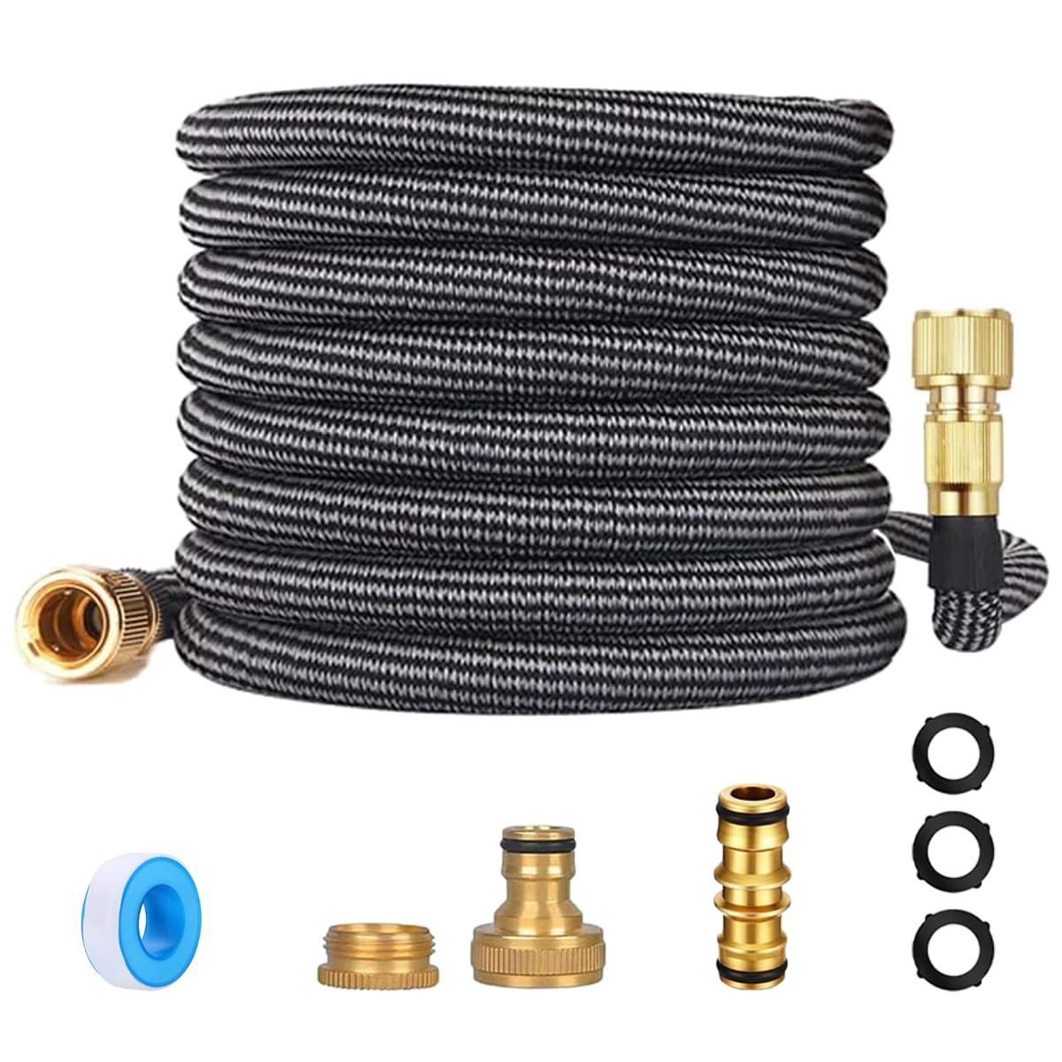 ZAselect Garden Hose Pipe,Expandable Garden Hose,Flexible Reinforced Pipe for Pet & Car Washing, Cleaning, Watering Lawn and Garden with 1/2"-3/4" Brass Fittings,Universal Tap Connector (50ft)