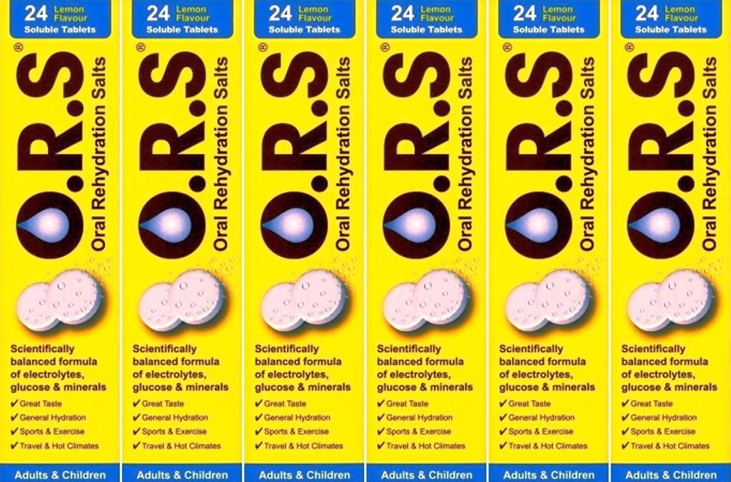 O.R.S Oral Rehydration Salts 24 Lemon Flavour Soluble Tablets x 6 Packs